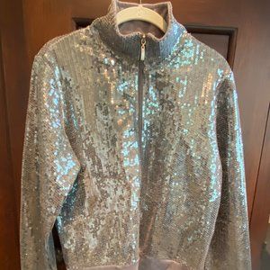 Silver Sequined Zip up Jacket